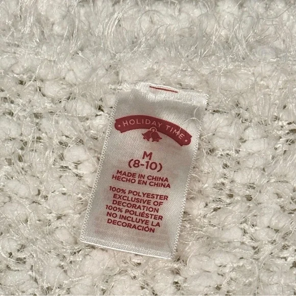 Holiday Time White w/ Gold Stars Long Sleeve Sweater- size M - Picture 8 of 8